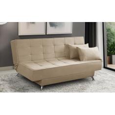 Sofá Cama 3 lugares 1,80m Diana Suede Bege Adonai Estofados