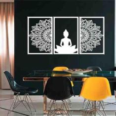 Quadro Decorativo Buddha Mandala 3mm Vazado - Mdf - Decoarts, Branco