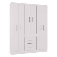 Guarda Roupa Casal Milão 6 Portas Branco Brilho – Poquema