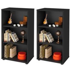 Kit 02 Estantes Multiuso com 02 Prateleiras Clean 81x45 cm Preto - Lya