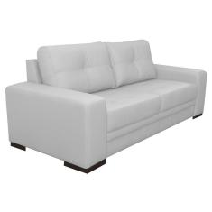 Sofá 3 Lugares Sala de Estar Milano 210cm Couro Branco - Gran Belo