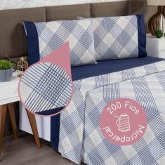 Jogo de Lençol Casal 4 Peças Estampado Urbe 200 Fios Floral Casa Dona,