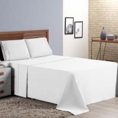 Jogo De Lençol King 4 peças Ponto Palito 400 Fios micro percal - Bela 