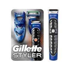 Barbeador Elétrico Gillette Styler Seco e Molhado - 3 em 1, Preto e az