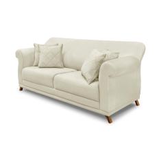 Sofá Decorativo 180cm 2 Lugares com 4 Almofadas Armstrong Veludo Bege - Gran Belo