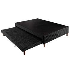 Cama Box Base C-auxiliar Casal Sommier Rústico Bordado Black (138x188x30) - Paropas