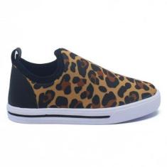 Tênis Infantil Calce Facil Confortável Facheta Estampa Onça-Feminino