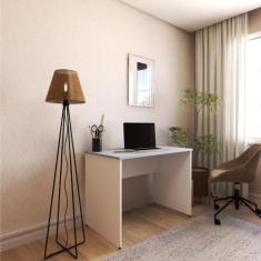 Escrivaninha Mesa Escritório 80cmx60cm 80cm Branca E Cinza Cristal - B