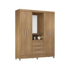 Guarda Roupa Casal 4 Portas Com Espelho e 3 Gavetas Colombo - Demóbile