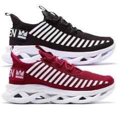 kit 2 tenis masculino de corrida academia caminhada treino fitness-Masculino