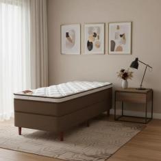 Cama Box + Colchão Castor Solteiro Innovation One Face Pocket 88x188x5