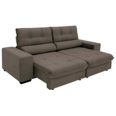 Sofá Retrátil Reclinável 4 Lugares Suede Brunello Linoforte, Marrom Ca