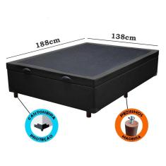 Cama Box Baú Casal Corino Preto Com Pistão A Gás -