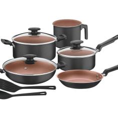 Jogo De Panelas 7 Peças Antiaderente Loreto Preto Tramontna