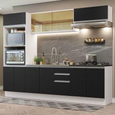 Armário de Cozinha Completa 100% MDF 270cm Branco/Preto Acordes Madesa 07