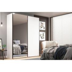 Guarda Roupa Solteiro com Espelho 2 Portas 3 Gavetas Veneto Mambel Branco