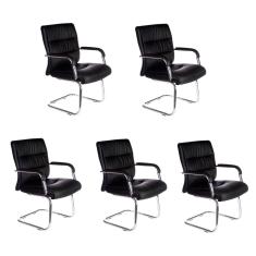 Kit 5 Cadeiras Fixa Estofada W-50A Preta