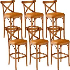 Kit 06 Banquetas Altas Cozinha Bancada Bar Sala Jantar Estofada Ávila L02 Couríssimo Whisky - Lyam