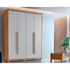 Guarda Roupa 4 Portas Hawaii E 2 Gavetas C- Pés Naturale-off White - Rufato