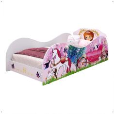 Cama Infantil Menina Carruagem Montessoriana MDF Lateral Grade Proteção Decoração Temática Quarto Princesa Bella Rosa - RPM