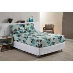 Lençol Com Fronhas Ponto Palito Queen Cama Box 3 Peças Verde - Beatriz