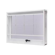 Janela de Aço Maxim-Ar 50x50cm com Grade Quadriculada e Vidro Boreal U