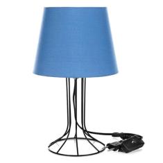 Abajur Torre Dome Azul Com Aramado Preto - MARRYLUZ