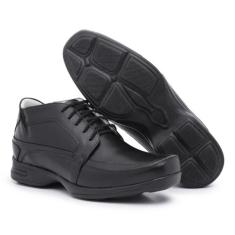 Tênis Ortopédico Masculino com Cadarço em Couro Anti-Stress Casual Soc