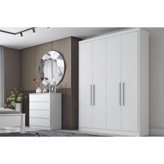 Guarda Roupa 4 Portas e 3 Gavetas Moderni/Sevilha Plus Branco - Novo Horizonte