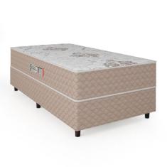 Cama Box Solteiro Conjugada Ortopédico Alpha Espuma 88x188x52cm Bege / Branco Hellen