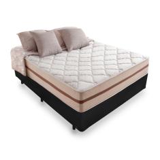 Cama Box Viúva + Colchão De Molas Ensacadas - Anjos - Classic Mola Ensacada - 128x188x57cm Preto