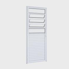 Porta de Giro Mista Natural com Basculante Riobras Alumínio 215cmx85cm Branco