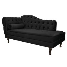 Diva Recamier Diana 140cm Lado Direito Suede - Doce Sonho Móveis Preto