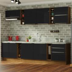 Armário De Cozinha Completa 300Cm /Preto Lux Madesa