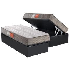 Cama Box Baú Solteiro: Colchão Espuma Paropas D45 Pasquale + Base CRC Suede Gray(88x188)