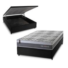 Conjunto Box Baú Sheffield Cinza 138x188x72 c/ Molas Ensacadas - King 