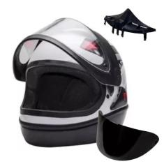 Capacete San Marino Branco Grafic Mais Narigueira Big Viseira Extra, 6