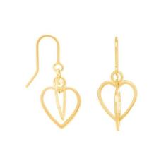 Brinco Rommanel Banhado Ouro Gancho Corações Vazados 522931, 0