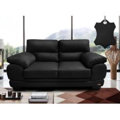 Sofá de Couro Legítimo 2 Lugares 1,76m Cama Inbox Don Arturo Preto