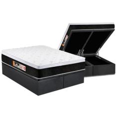 Cama Box Baú Queen: Colchão Espuma D45 Castor Black e White Air Euro P