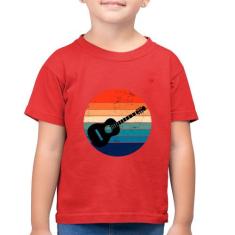 Camiseta Algodão Infantil Violão Vintage Sunset - Foca na Moda, Vermel