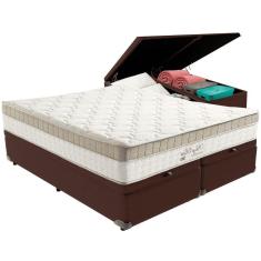 Cama Box Baú Marrom E Colchão King Best Molas Ensacadas Queen 158x198x33 Anjos