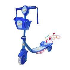 Patinete Musical 3 Rodas com Cesta e Luzes Azul