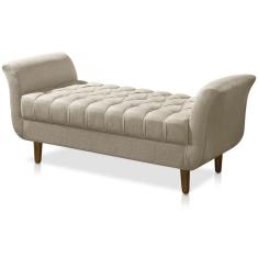 Recamier Calçadeira Decorativo Quarto Closset 150cm Grecia Suede Bege - LM DECOR