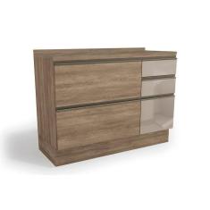 Balcão De Cozinha Modulado Maxxi G747 1 Porta E 4 Gavetas C/ Vidro + Tampo Nogal - Kappesberg