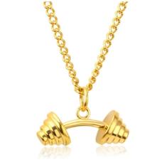 Colar Cordão Academia Peso Halter Curvado Folheado 18k