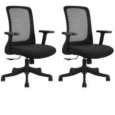 Conjunto com 2 Cadeiras para Escritório Diretor Boston Office Nr17 Preto