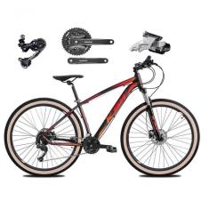 Bicicleta Aro 29 Ksw Xlt Deore E Altus 27v Freio Hidráulico Garfo Trava Pneu Faixa Bege - Preto-vermelho-laranja Tam.15