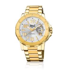 Relógio Pulso Everlast Masculino Calendário Aço E643, Dourado, Único