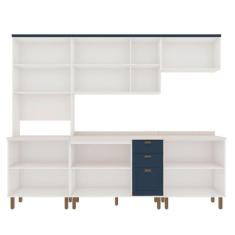 Cozinha Modulada 5 Peças Azul com Cristaleira 100% Mdf